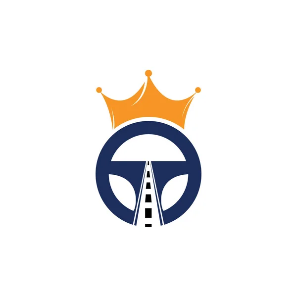 Projekt Logo Wektora Napędu Króla Sterowanie Ikoną Drogi Korony — Wektor stockowy