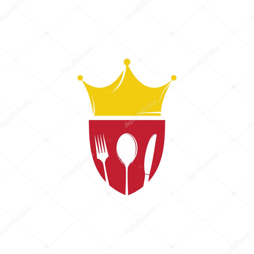 Food king vector logo design. Royal food logo concept.