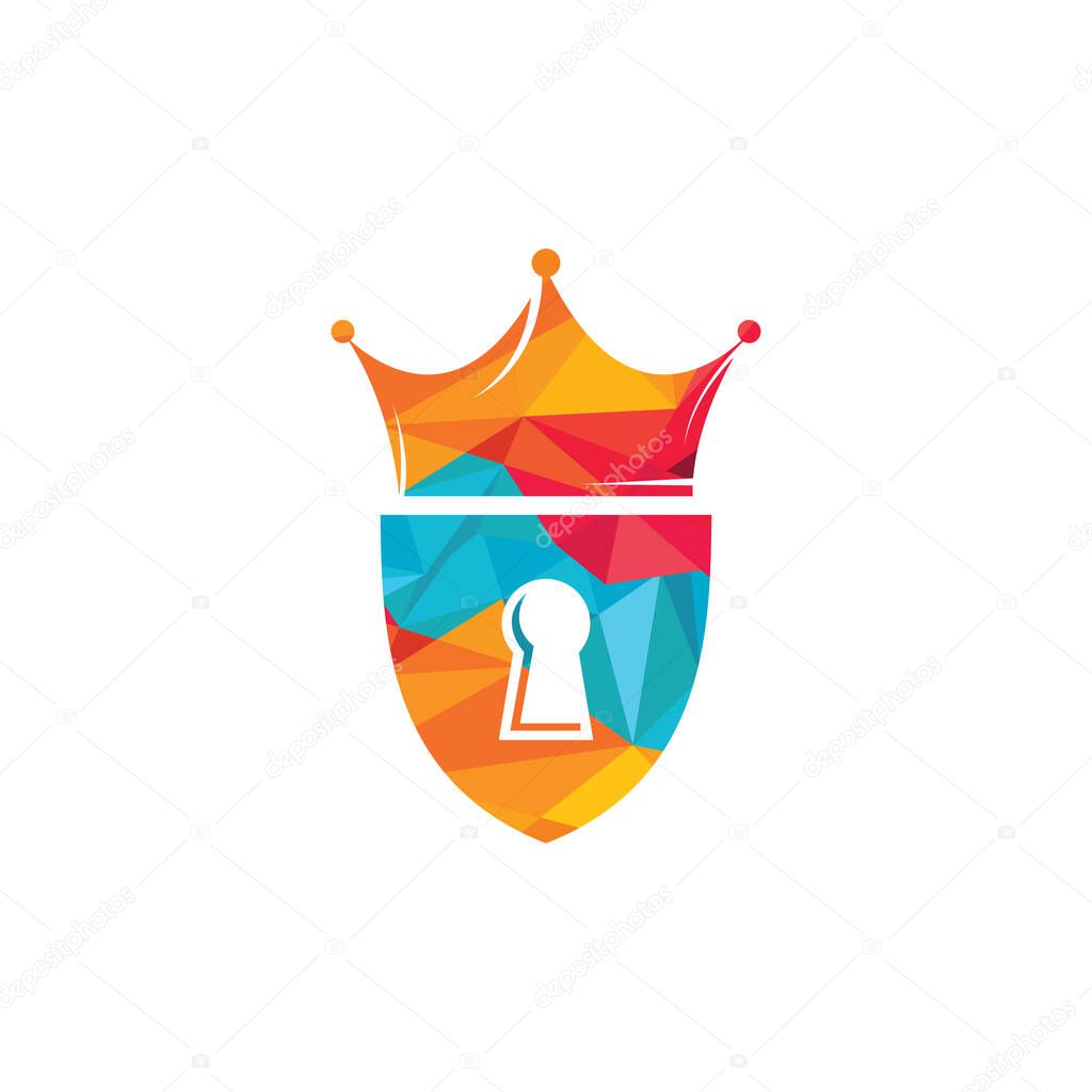 King security vector logo design. Padlock crown icon template.