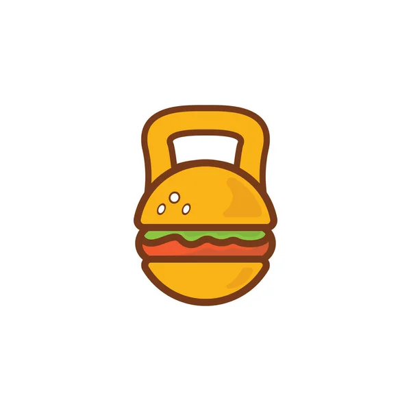 Logo Vectoriel Burger Fort Design Haltère Icône Hamburger — Image vectorielle