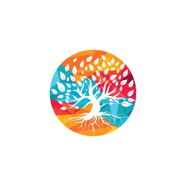 Ağaç kökü logosu vektör tasarımı çizimi. Yaşam Ağacı logosu tasarımı ilham kaynağı.