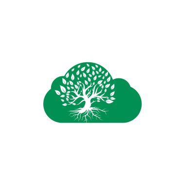 Tree Roots bulut şekilli vektör logosu tasarımı.