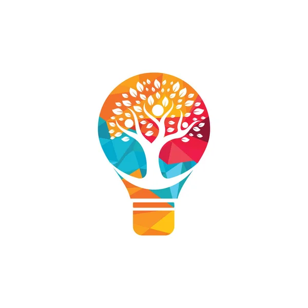 Logo Ontwerp Met Boom Lamp Lamp Mensen Menselijke Gezondheidszorg Logo — Stockvector