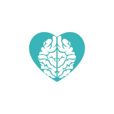 Yaratıcı beyin kalp şekli logo tasarımı. Fikir kavramı düşünüyorum. Beyin fırtınası güç düşünce beyin logo simgesi.