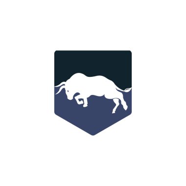 Boğa vektör logosu tasarımı. Basit hayvan vektör logo tasarım şablonu.