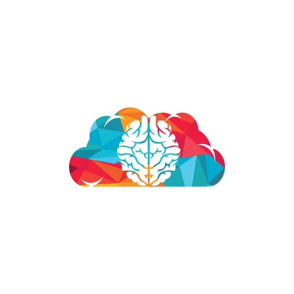 Bulut Beyinli Logo Tasarım Vektör Simgesi Dijital Beyin Logosu — Stok Vektör
