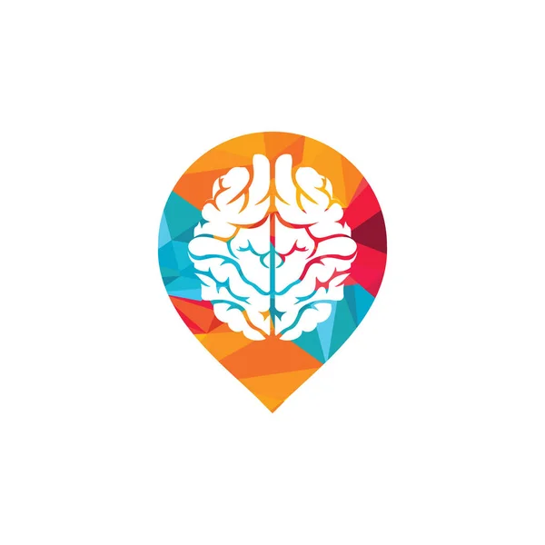 ロゴを考えて ロケーションピンロゴデザインの脳 — ストックベクタ