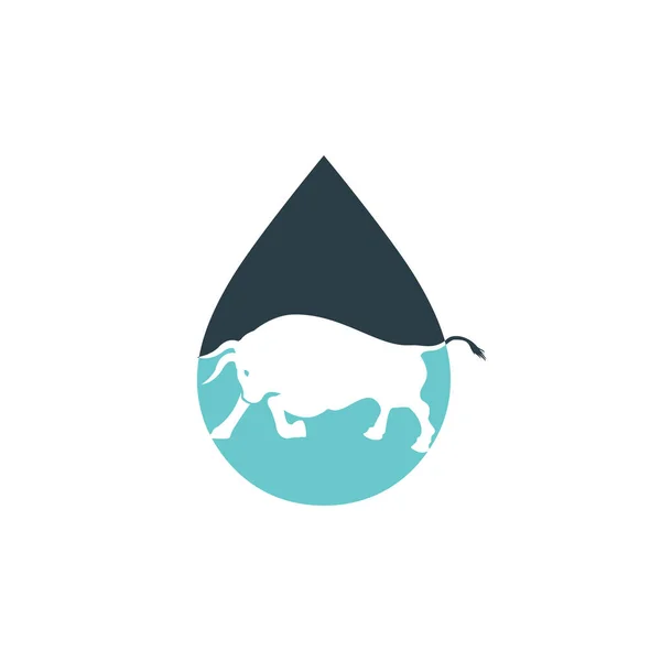 Diseño Del Logotipo Bull Drop Shape — Vector de stock