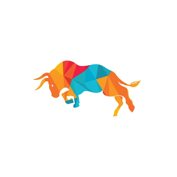 Bull Vetor Logotipo Design Modelo Design Logotipo Vetor Animal Simples — Vetor de Stock