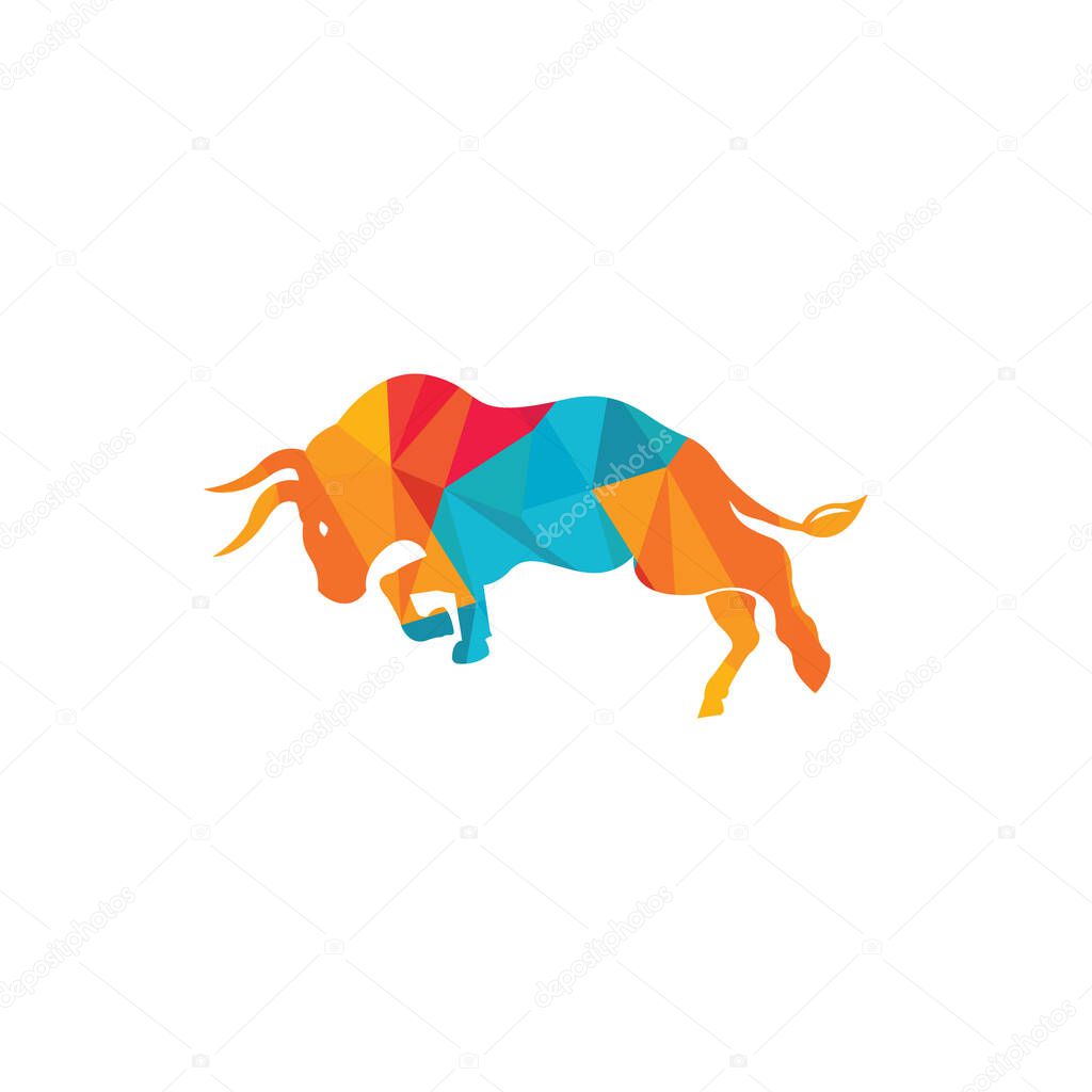 Bull vector logo design. Simple animal vector logo design template.