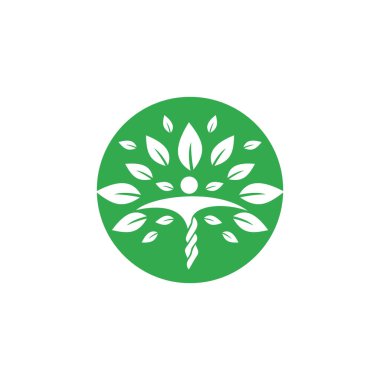 Yaprak desenli insan karakteri. Sağlık ve Güzellik Salonu logosu.