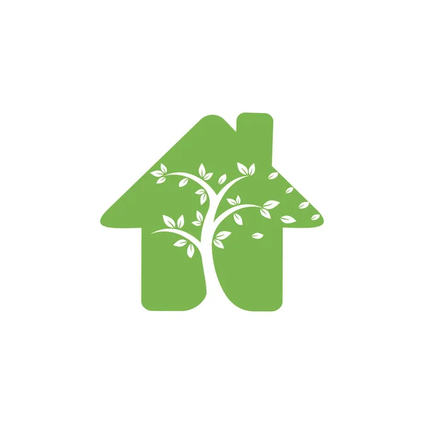 Boom Huis Logo Ontwerp Minimale Boomhut Logo Bedrijf Bedrijf Eco — Stockvector