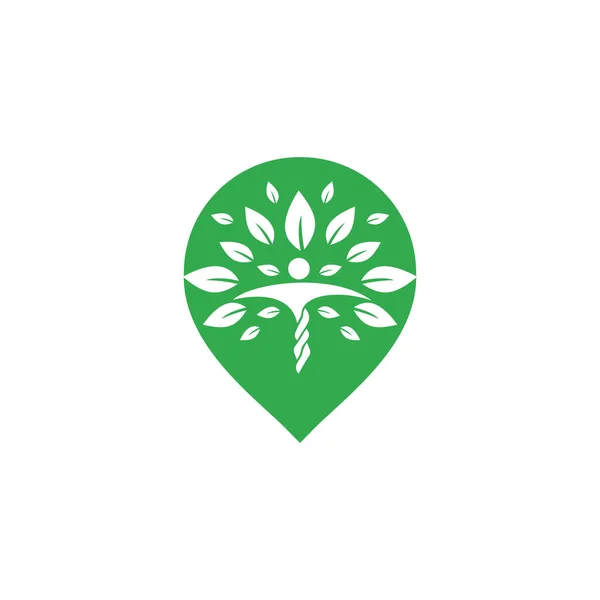 Projeto Logotipo Vetor Árvore Humana Gps Árvore Humana Localização Gps — Vetor de Stock