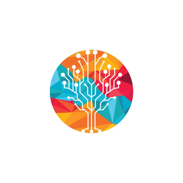 Diseño Del Logotipo Del Vector Del Árbol Digital Tecnología Logo — Archivo Imágenes Vectoriales