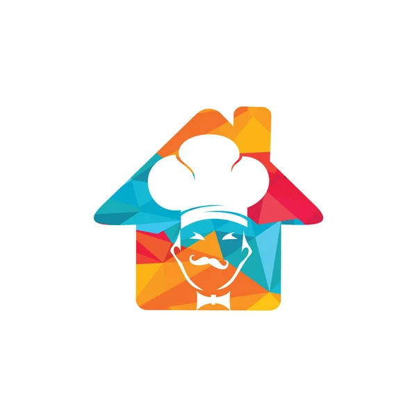 Home Chef Vetor Logotipo Design Conceito Logotipo Casa Alimentos — Vetor de Stock