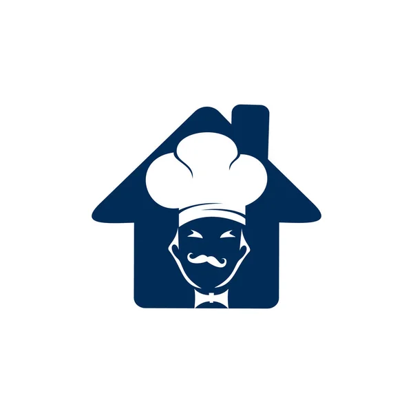 Home Chef Vetor Logotipo Design Conceito Logotipo Casa Alimentos — Vetor de Stock