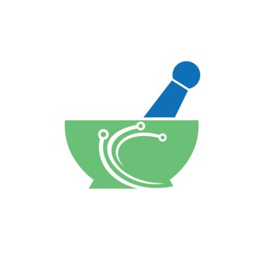 Dijital eczane vektör logosu tasarımı. Dijital Sıhhiye logosu kavramı.