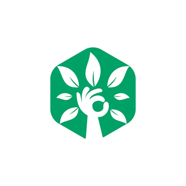 Design Logotipo Árvore Mão Verde Criativo Logotipo Produtos Naturais Ícone — Vetor de Stock