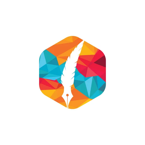 Quill Feather Pen Diseño Logo Abogado Jurídico Redactor Escritor Logotipo — Archivo Imágenes Vectoriales