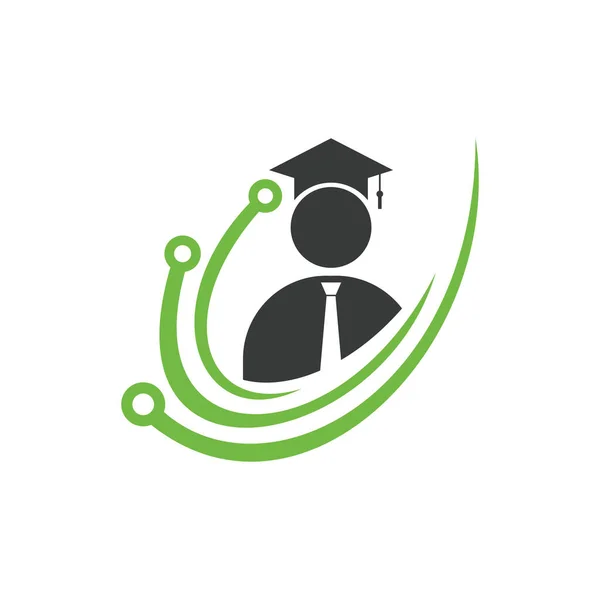 Eğitim Teknolojisi Vektör Logosu Tasarımı Dijital Okul Logosu Kavramı — Stok Vektör
