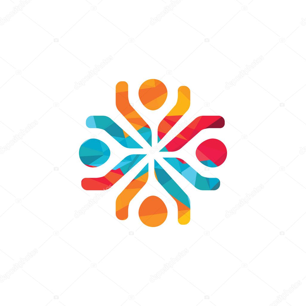 Community abstract logo. Happy People logo. Teamwork symbol. Social logo concept.