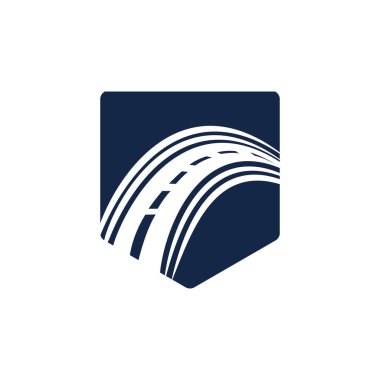 Yaratıcı yol yolculuğu logosu tasarımı. Yol logosu vektör tasarım şablonu.