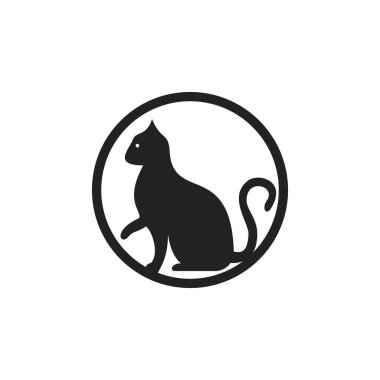 Kedi vektör logosu tasarımı. Evcil hayvan dükkanı logosu tasarımı. Hayvan Bakımı Logosu.
