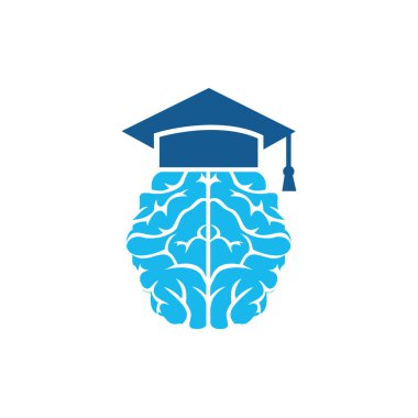 Beyin ve mezuniyet ikonu tasarımı. Eğitim ve kurumsal logo tasarımı.