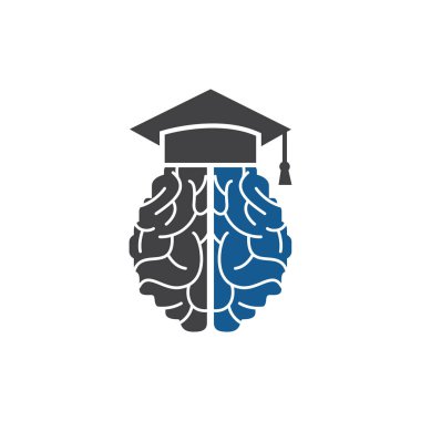 Beyin ve mezuniyet ikonu tasarımı. Eğitim ve kurumsal logo tasarımı.