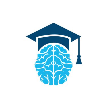 Beyin ve mezuniyet ikonu tasarımı. Eğitim ve kurumsal logo tasarımı.