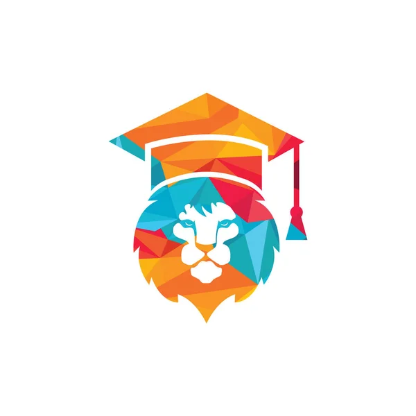 Lion Projeto Logotipo Vetor Estudante Conceito Logotipo Academia Leão — Vetor de Stock