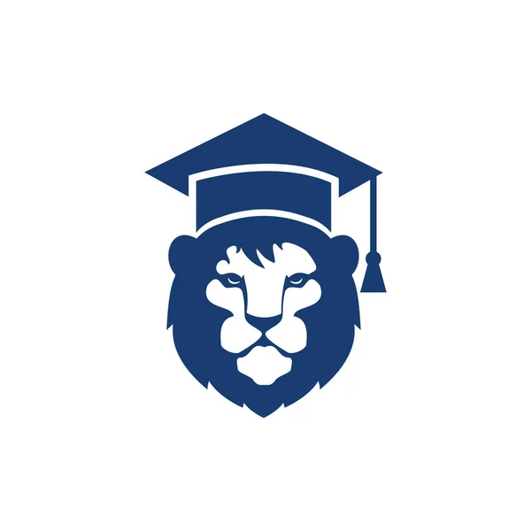 Lion Projeto Logotipo Vetor Estudante Conceito Logotipo Academia Leão —  Vetores de Stock