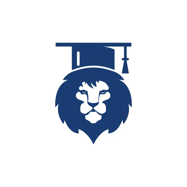 Lion Projeto Logotipo Vetor Estudante Conceito Logotipo Academia Leão —  Vetores de Stock