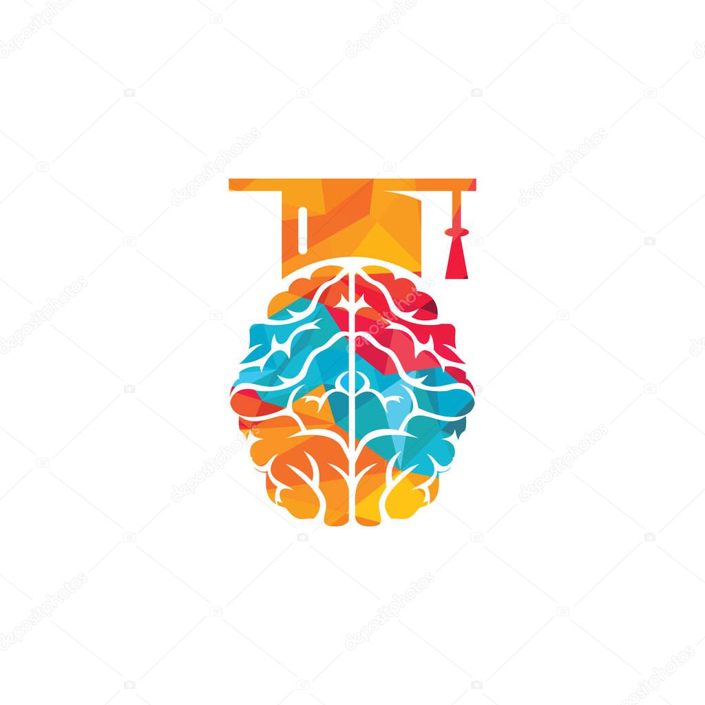 Brain and graduation cap icon design. Educational and institutional logo design.