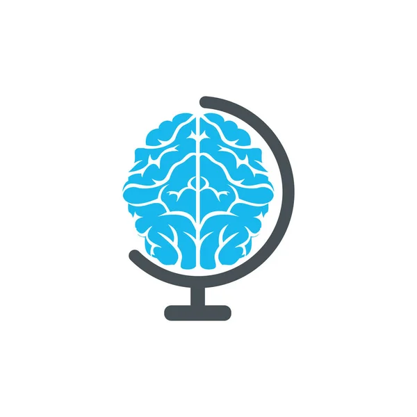 Modèle Logo Vecteur Planète Cérébrale Design Logo Monde Intelligent — Image vectorielle