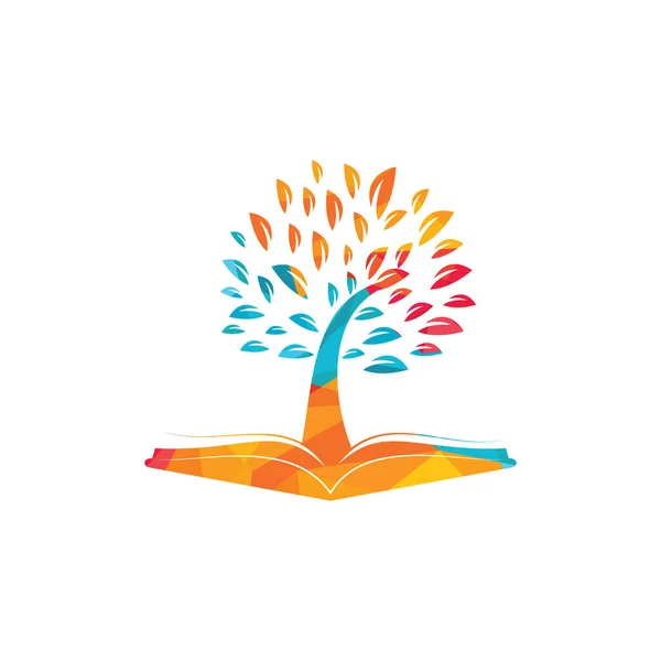 Drzewo Książką Szablon Logo Edukacja — Wektor stockowy