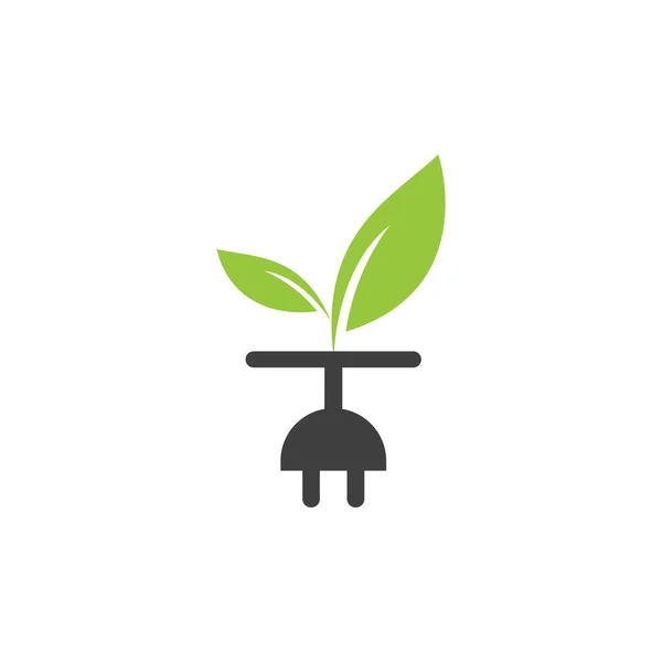 Eco Plug Vector Logo Ontwerp Leaf Plug Energy Logo Concept — Stockvector