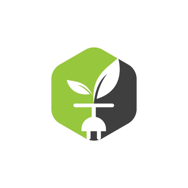 エコプラグベクトルロゴデザイン リーフプラグエネルギーロゴコンセプト — ストックベクタ