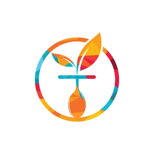 Шаблон Логотипа Здоровой Пищи Логотип Органических Продуктов Питания Ложкой Символом — стоковый вектор