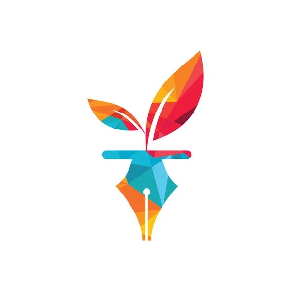 Blatt Und Stift Logo Design Bildung Und Schriftstellergemeinschaft Logo Institutionelle — Stockvektor