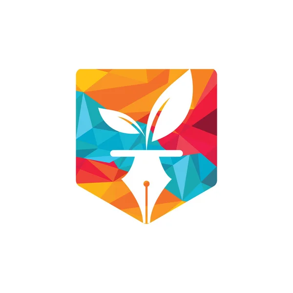 Blatt Und Stift Logo Design Bildung Und Schriftstellergemeinschaft Logo Institutionelle — Stockvektor