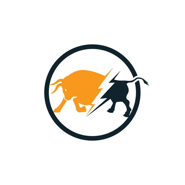 Toro Con Design Logo Tuono Energia Elettrica Flash Nel Toro — Vettoriale Stock