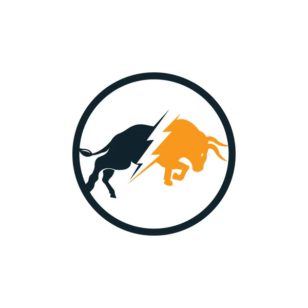 牛与雷声标志设计 牛群中的闪光电能 — 图库矢量图片