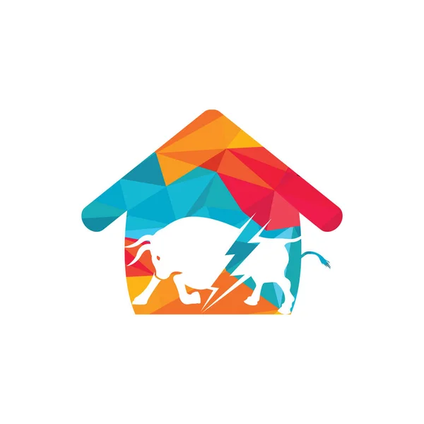Toro Con Tuono Logo Home Design Energia Elettrica Flash Nel — Vettoriale Stock