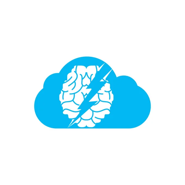 Diseño Del Logo Del Vector Cerebral Del Trueno Cerebro Con — Vector de stock