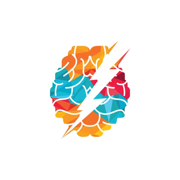 Desain Logo Vektor Otak Petir Daya Otak Dengan Templat Desain - Stok Vektor