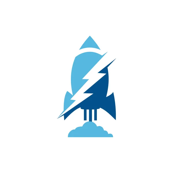Elektrikli Roket Vektör Logosu Tasarımı Roket Şimşek Logosu Simgesi — Stok Vektör