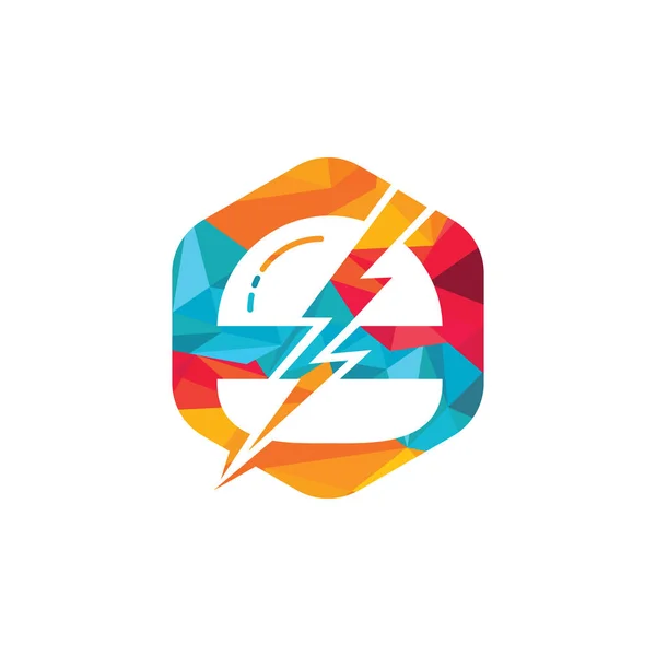 Flash Burger Vektör Logosu Tasarımı Burger Fırtına Simgesi Logosu — Stok Vektör