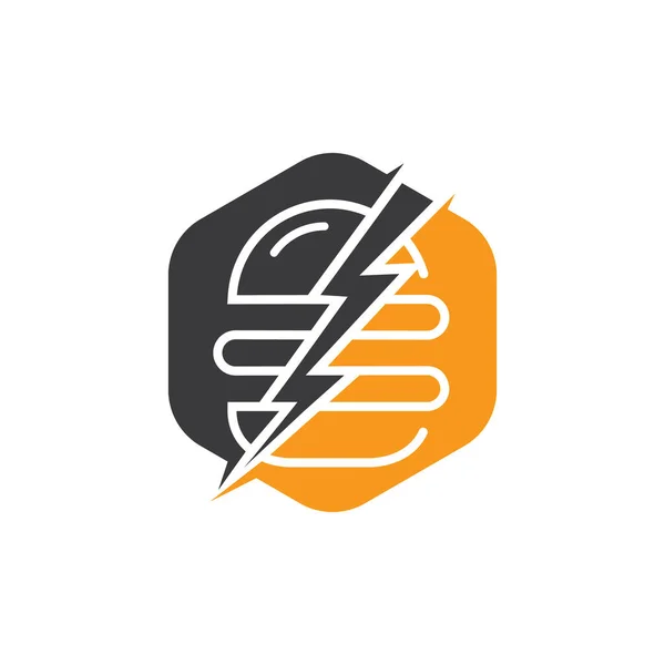 Diseño Del Logotipo Del Vector Hamburguesa Flash Logo Del Icono — Archivo Imágenes Vectoriales