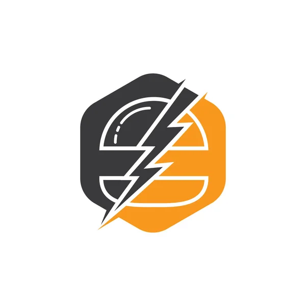 Diseño Del Logotipo Del Vector Hamburguesa Flash Logo Del Icono — Archivo Imágenes Vectoriales